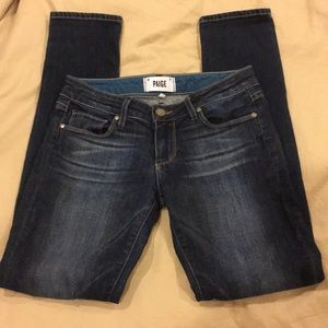 Paige Skyline Ankle Peg Blue Jeans Pristine